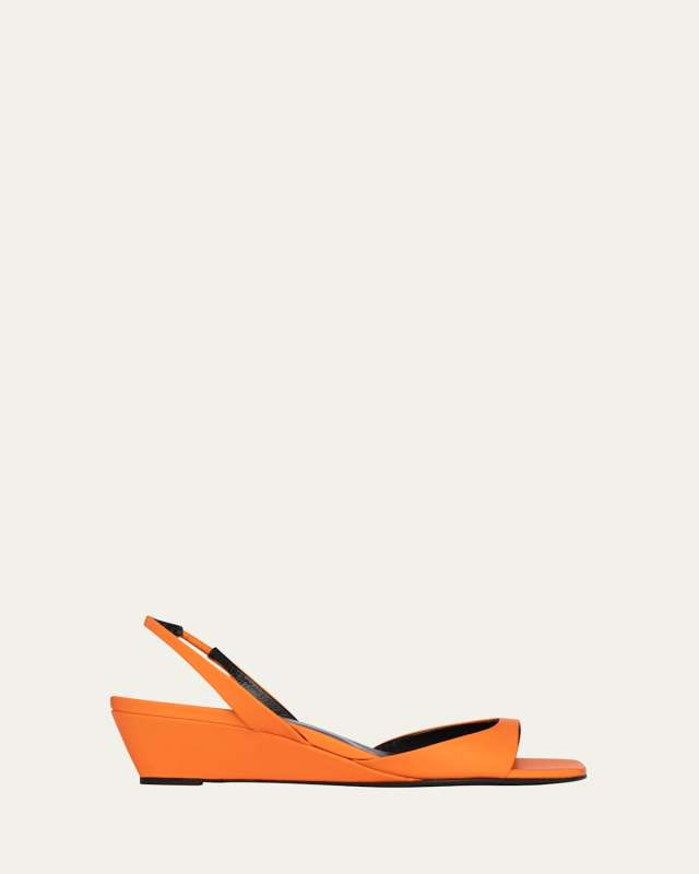Amber Leather Wedge Slingback Sandals